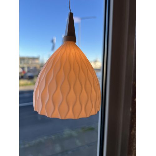 Christiansfeld  Lampeskærm - plast - 13 cm - Hvid - Mønstret