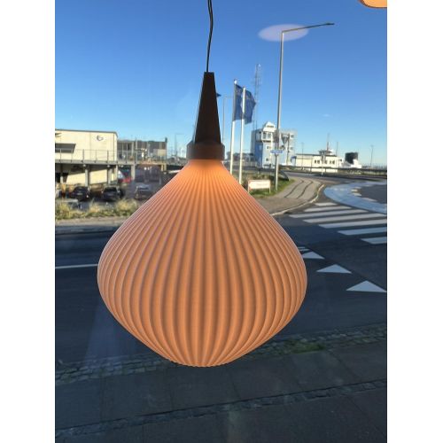 Christiansfeld Lampeskærm - plast - 13 cm - Hvid - Rillet