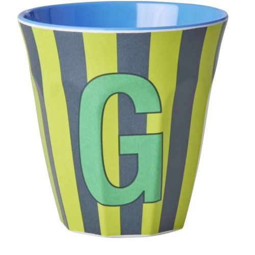 Rice - Bogstave Melamin Kop -  G - Stribet Blå