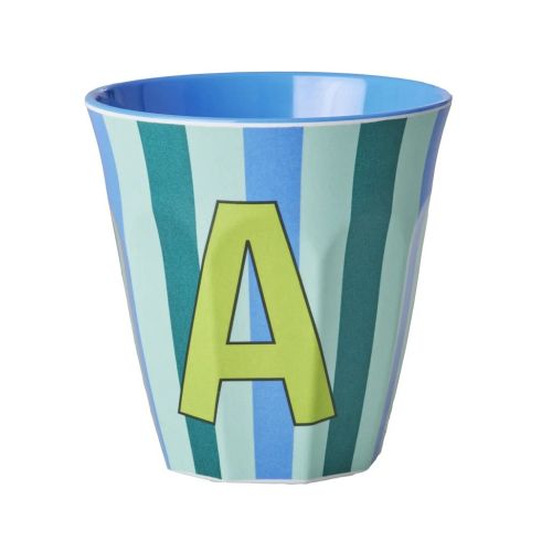 Rice - Bogstave Melamin Kop - A - Stribet Blå