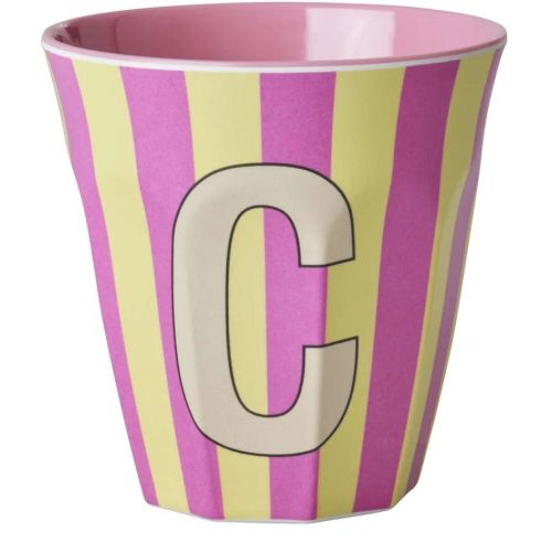 Rice - Bogstave Melamin Kop - C - Stribet Gul