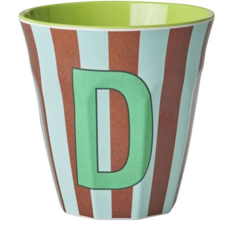 Rice - Bogstave Melamin Kop - D - Stribet Brun