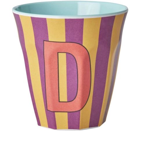 Rice - Bogstave Melamin Kop - D - Stribet Lilla