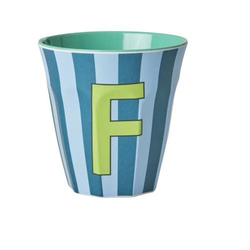 Rice - Bogstave Melamin Kop - F - Stribet Blå