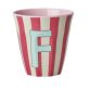 Rice - Bogstave Melamin Kop - F - Stribet Pink