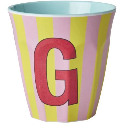 Rice - Bogstave Melamin Kop - G - Stribet Rosa