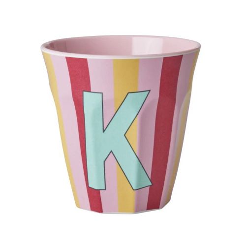 Rice - Bogstave Melamin Kop - K - Stribet Pink