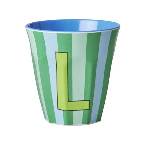 Rice - Bogstave Melamin Kop - L - Stribet Grøn