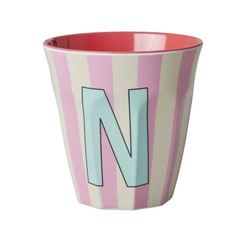 Rice - Bogstave Melamin Kop - N - Stribet Rød