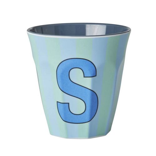 Rice - Bogstave Melamin Kop - S - Stribet Blå