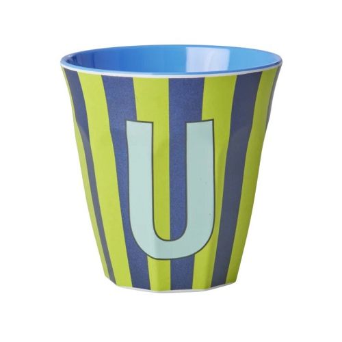 Rice - Bogstave Melamin Kop - U - Stribet Blå