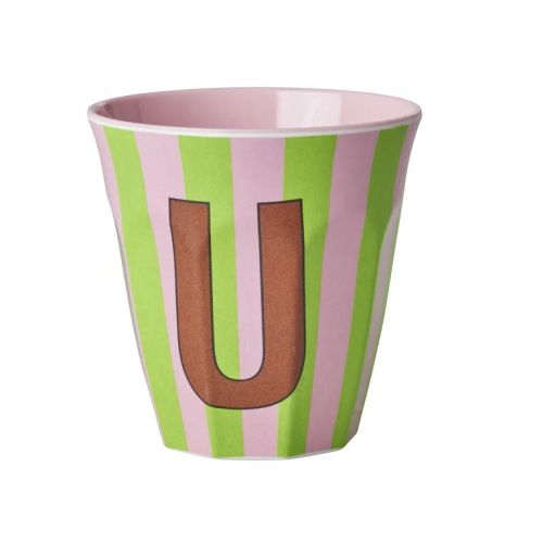 Rice - Bogstave Melamin Kop - U - Stribet Rosa