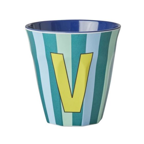 Rice - Bogstave Melamin Kop - V - Stribet Blå