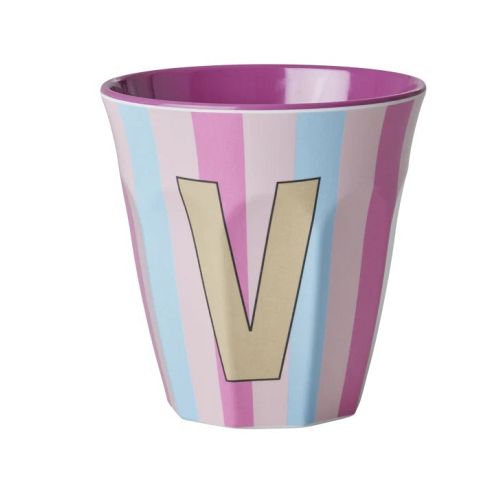 Rice - Bogstave Melamin Kop - V - Stribet Rosa