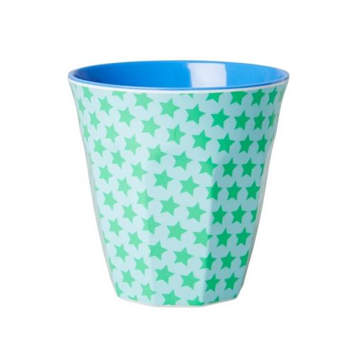 Rice - Melamin Kop - Grøn - Green and Turquoise Star - Medium