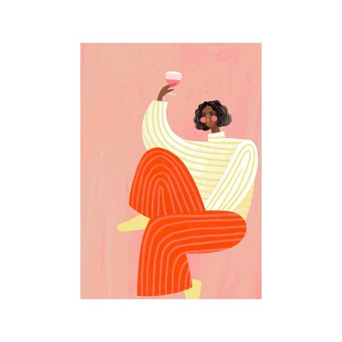 Spliid - Plakat - The Woman With The Glass Of Wine - 50 x 70 cm